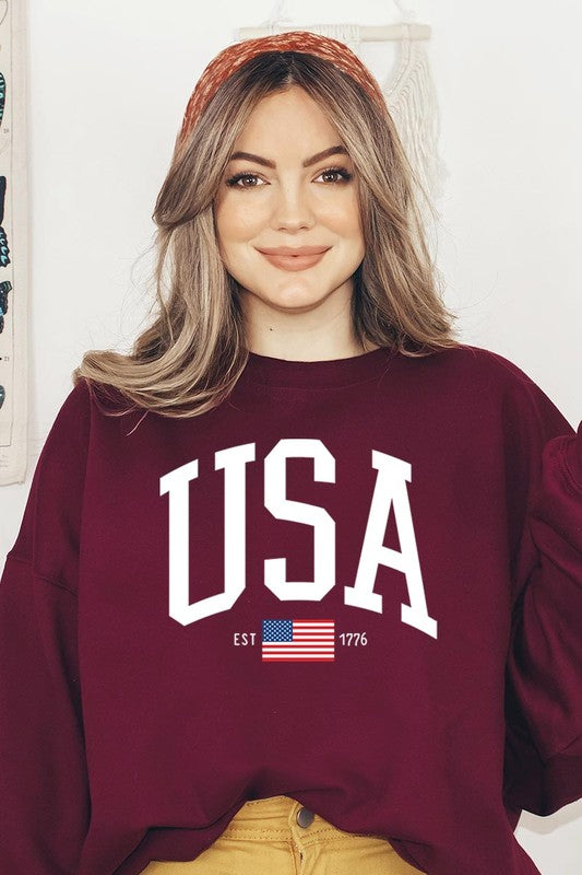 USA Est 1776 Graphic Fleece Sweatshirts - Classique Collection