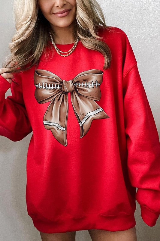 Coquette Football Bow Graphic Fleece Sweatshirts - Classique Collection