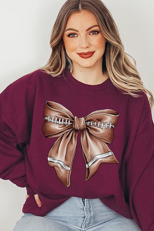 Coquette Football Bow Graphic Fleece Sweatshirts - Classique Collection