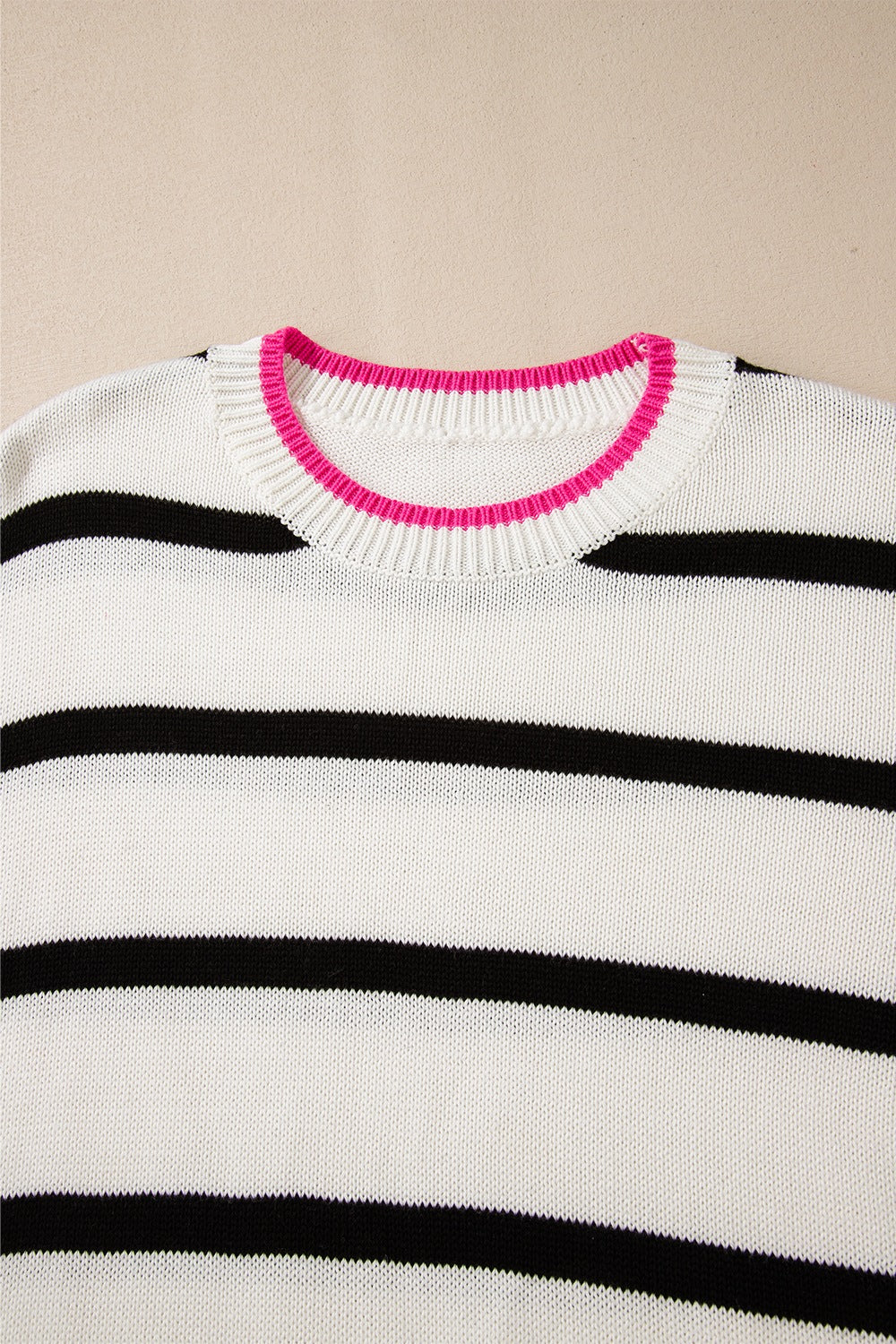 Striped Round Neck Drop Shoulder Sweater - Classique Collection