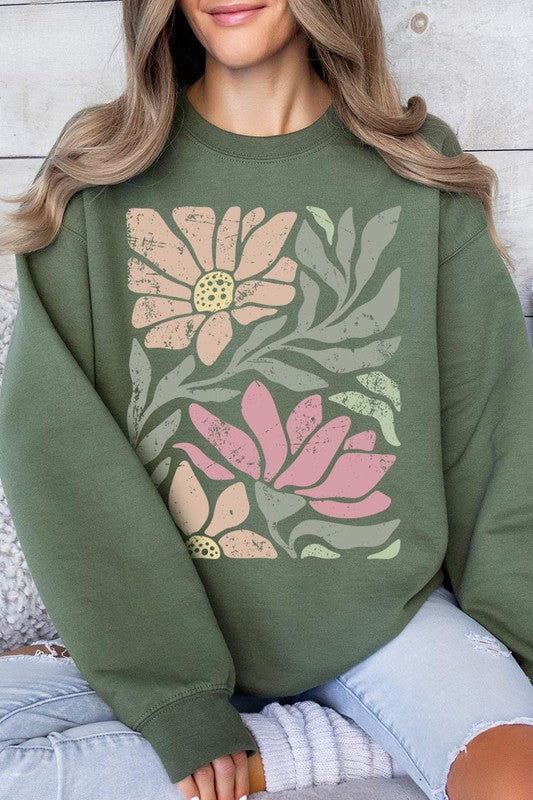 Botanical Flowers Graphic Fleece Sweatshirts - Classique Collection