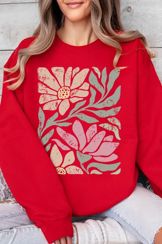 Botanical Flowers Graphic Fleece Sweatshirts - Classique Collection