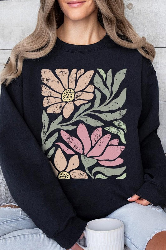 Botanical Flowers Graphic Fleece Sweatshirts - Classique Collection