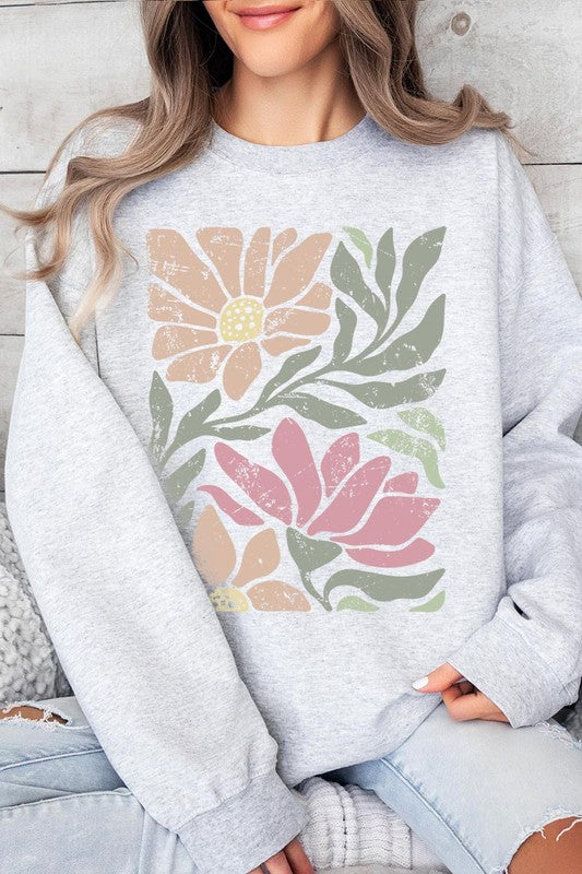 Botanical Flowers Graphic Fleece Sweatshirts - Classique Collection