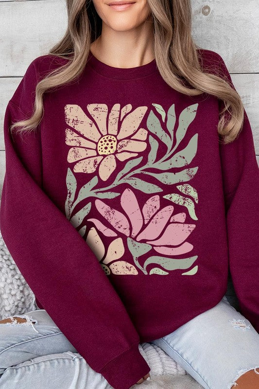 Botanical Flowers Graphic Fleece Sweatshirts - Classique Collection