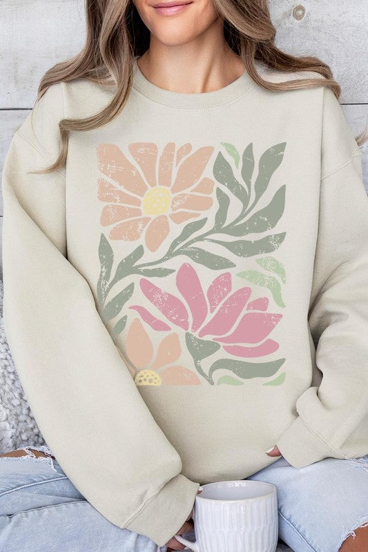Botanical Flowers Graphic Fleece Sweatshirts - Classique Collection