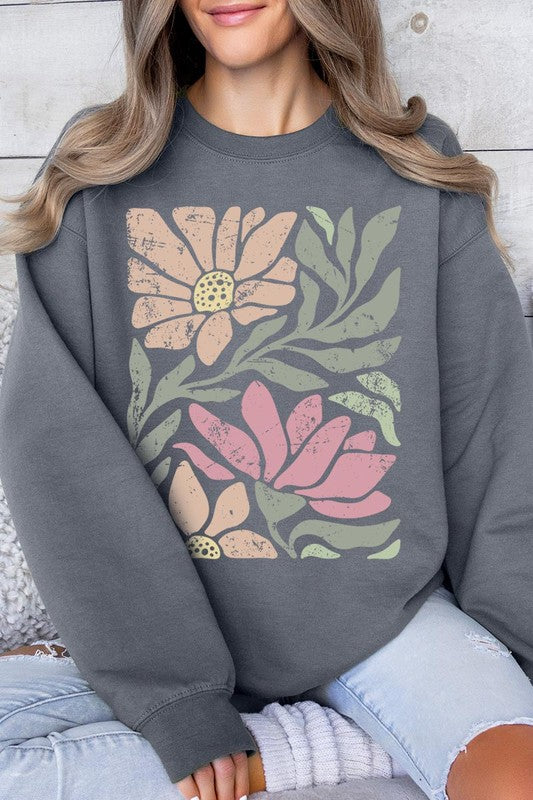 Botanical Flowers Graphic Fleece Sweatshirts - Classique Collection