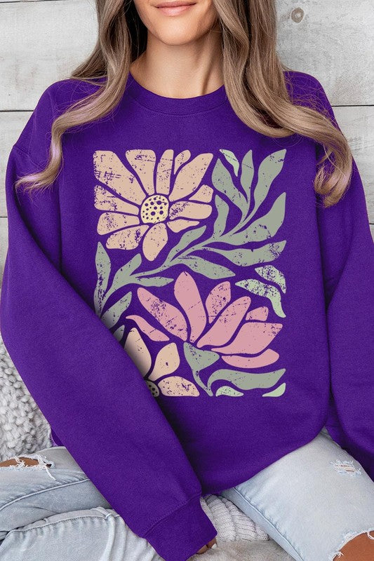 Botanical Flowers Graphic Fleece Sweatshirts - Classique Collection