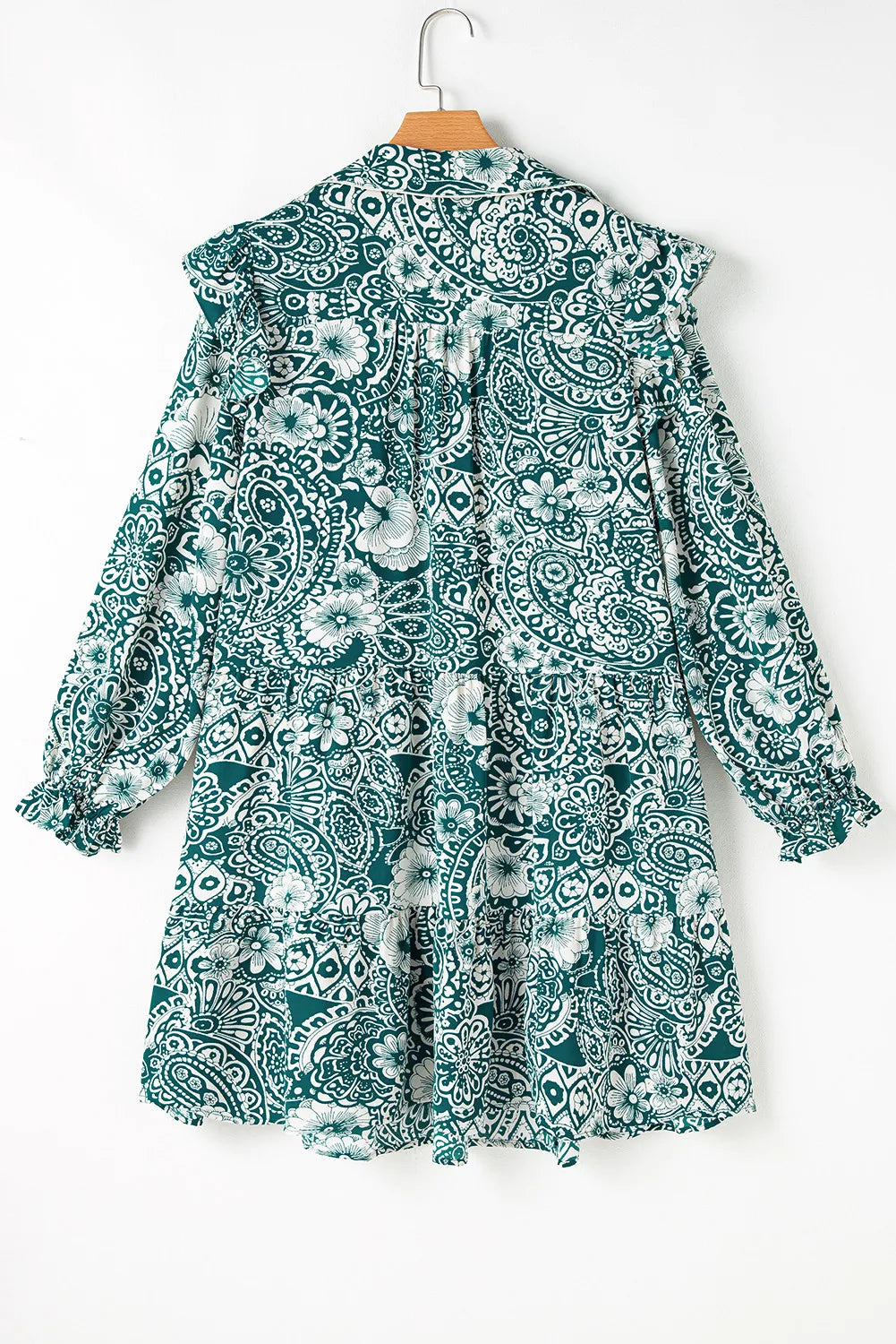 Plus Size Ruffled Printed Flounce Sleeve Dress - Classique Collection