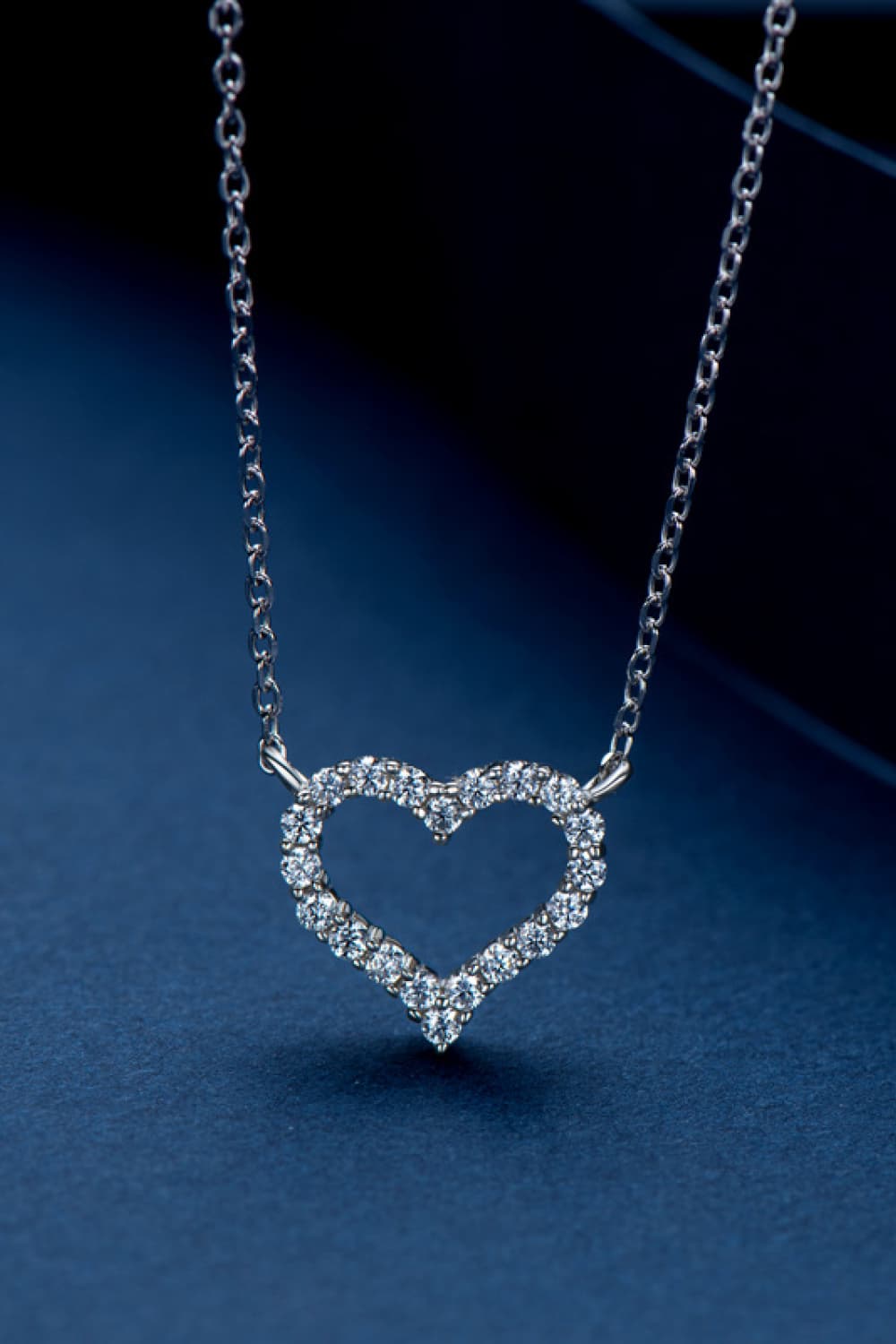Adored Moissanite Platinum-Plated Heart Necklace - ClassiQ