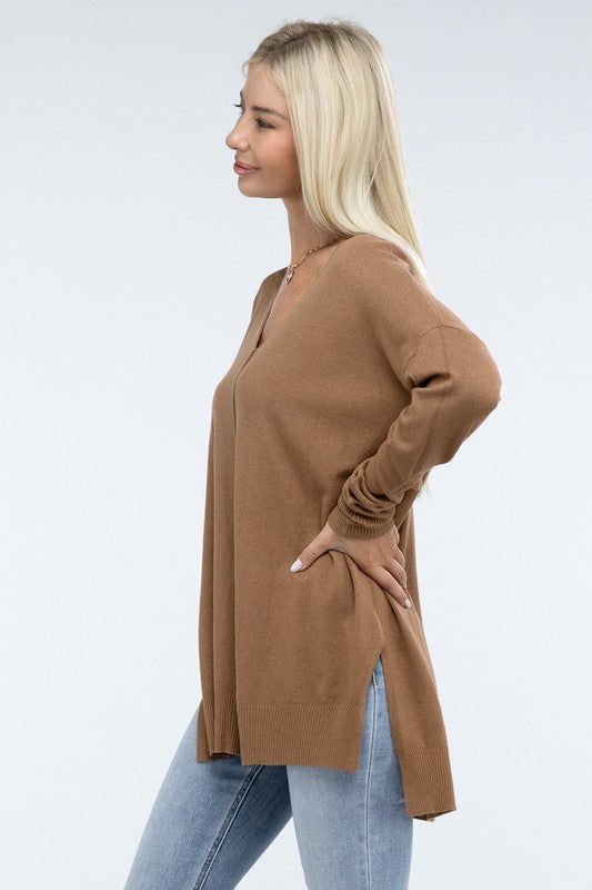 Hi-Low Hem Front Seam Sweater - Classique Collection