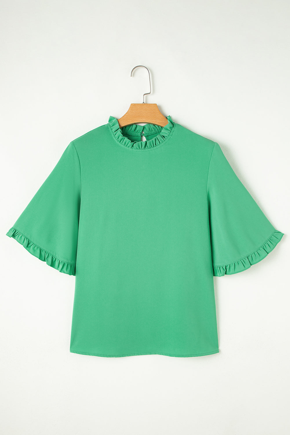Frill Round Neck Wide Half Sleeve Blouse - Classique Collection