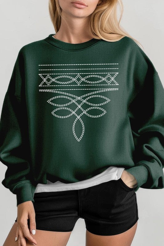Western Boot Stitch Graphic Plus Sweatshirt - Classique Collection