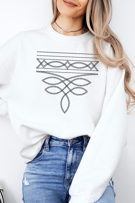 Western Boot Stitch Graphic Plus Sweatshirt - Classique Collection