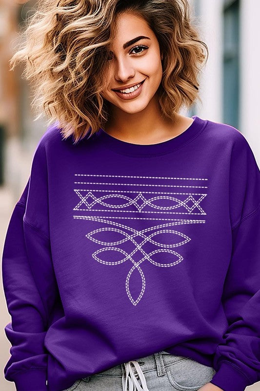 Western Boot Stitch Graphic Plus Sweatshirt - Classique Collection