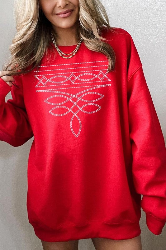 Western Boot Stitch Graphic Plus Sweatshirt - Classique Collection