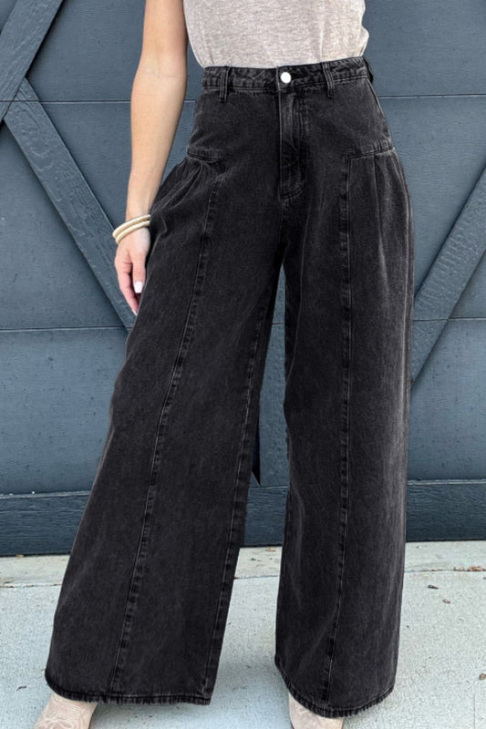 High Rise Wide Leg Jeans with Pockets - Classique Collection