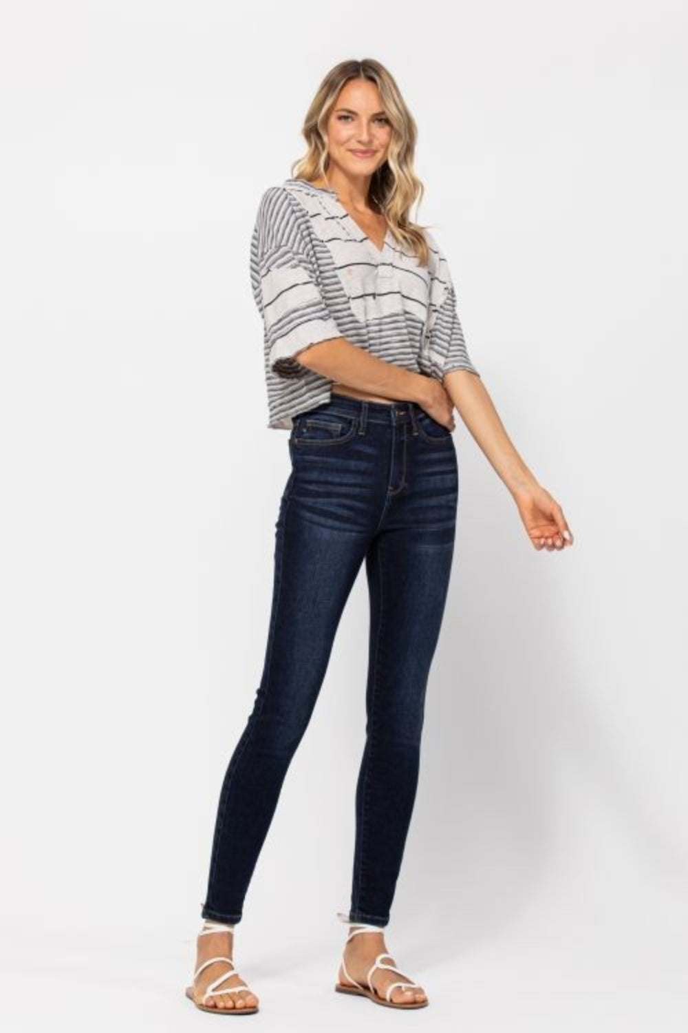 Judy Blue Full Size High Waist Handsand Skinny Jeans - Classique Collection
