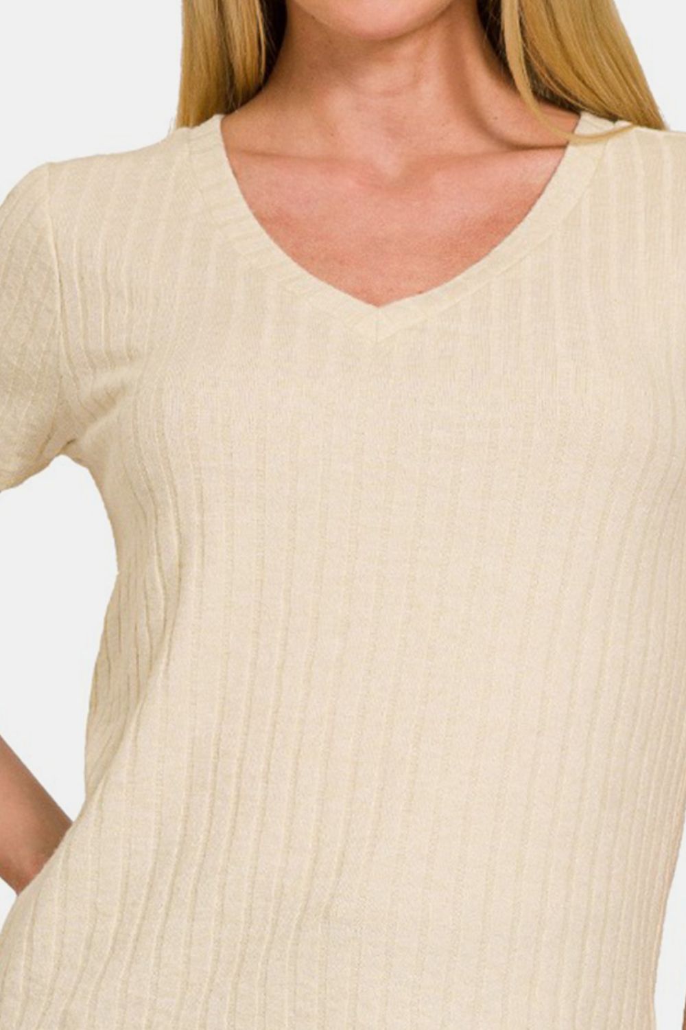 Zenana Ribbed Short Sleeve T-Shirt - Classique Collection
