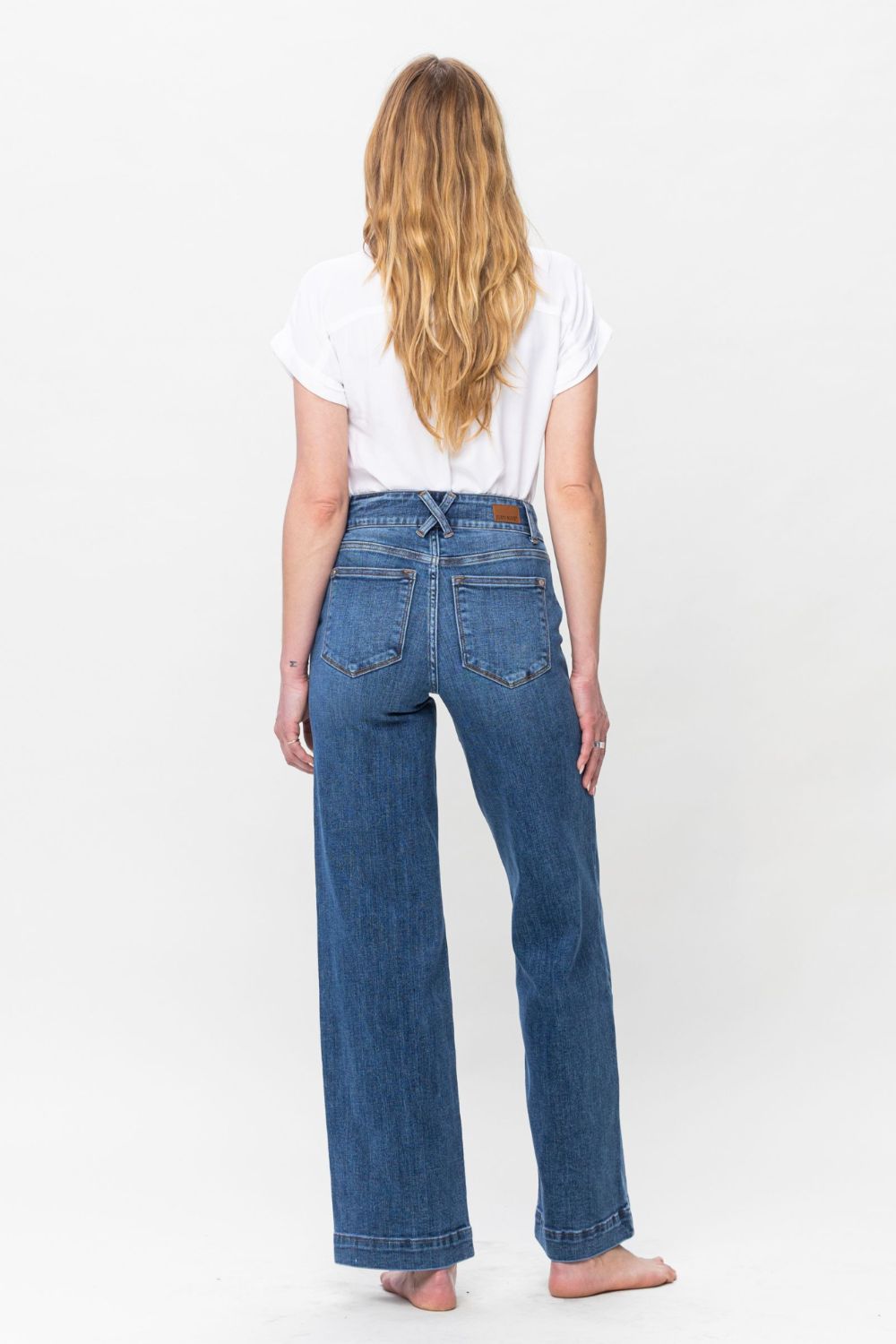 Judy Blue Full Size Double Button Wide Leg Jeans - Classique Collection