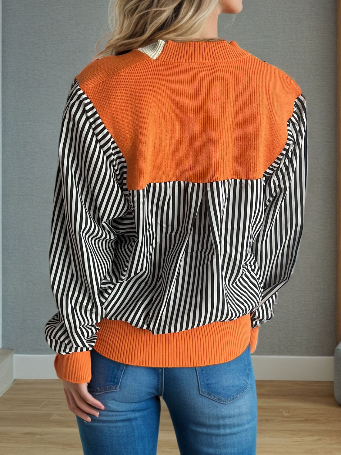 Striped Button Down Long Sleeve Cardigan - ClassiQ