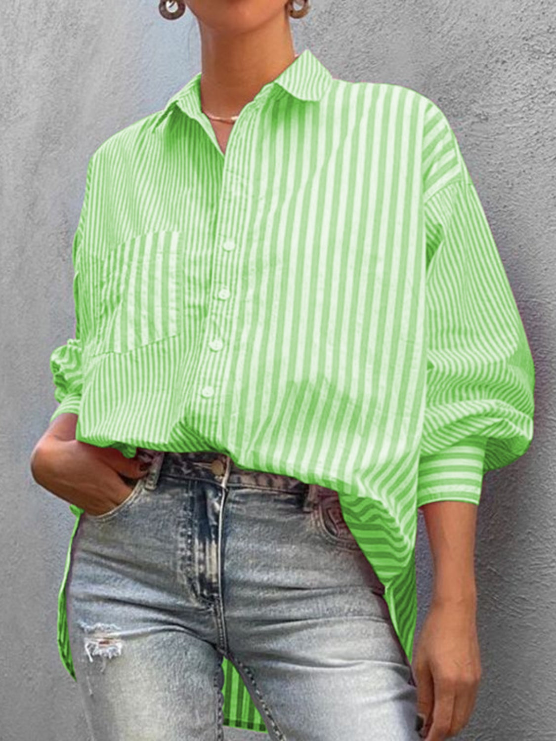 Striped Button Down Long Sleeve Shirt - Classique Collection