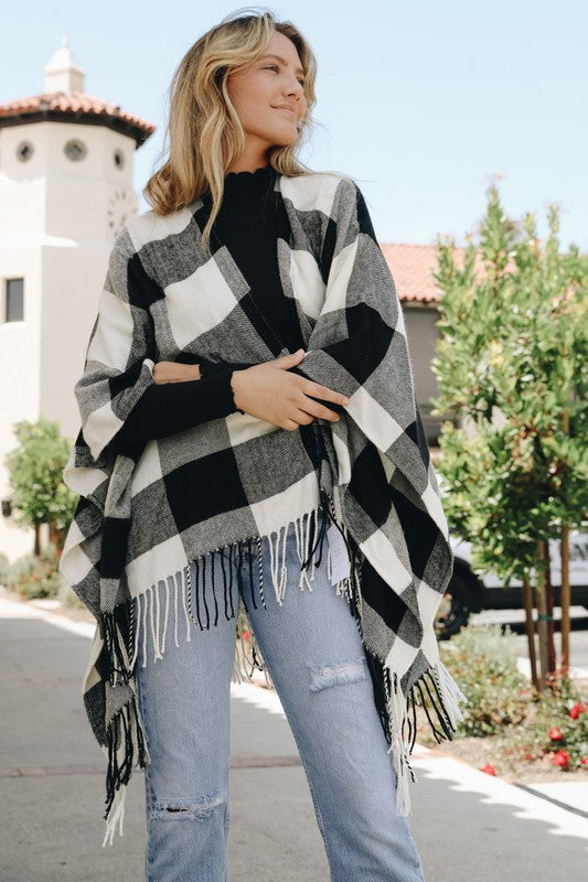 Buffalo Check Tassel Poncho - Classique Collection
