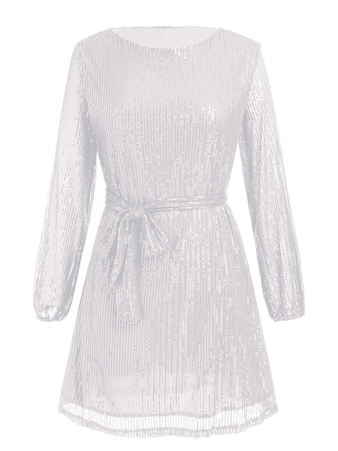 Sequin Tie Waist Long Sleeve Mini Dress - Classique Collection