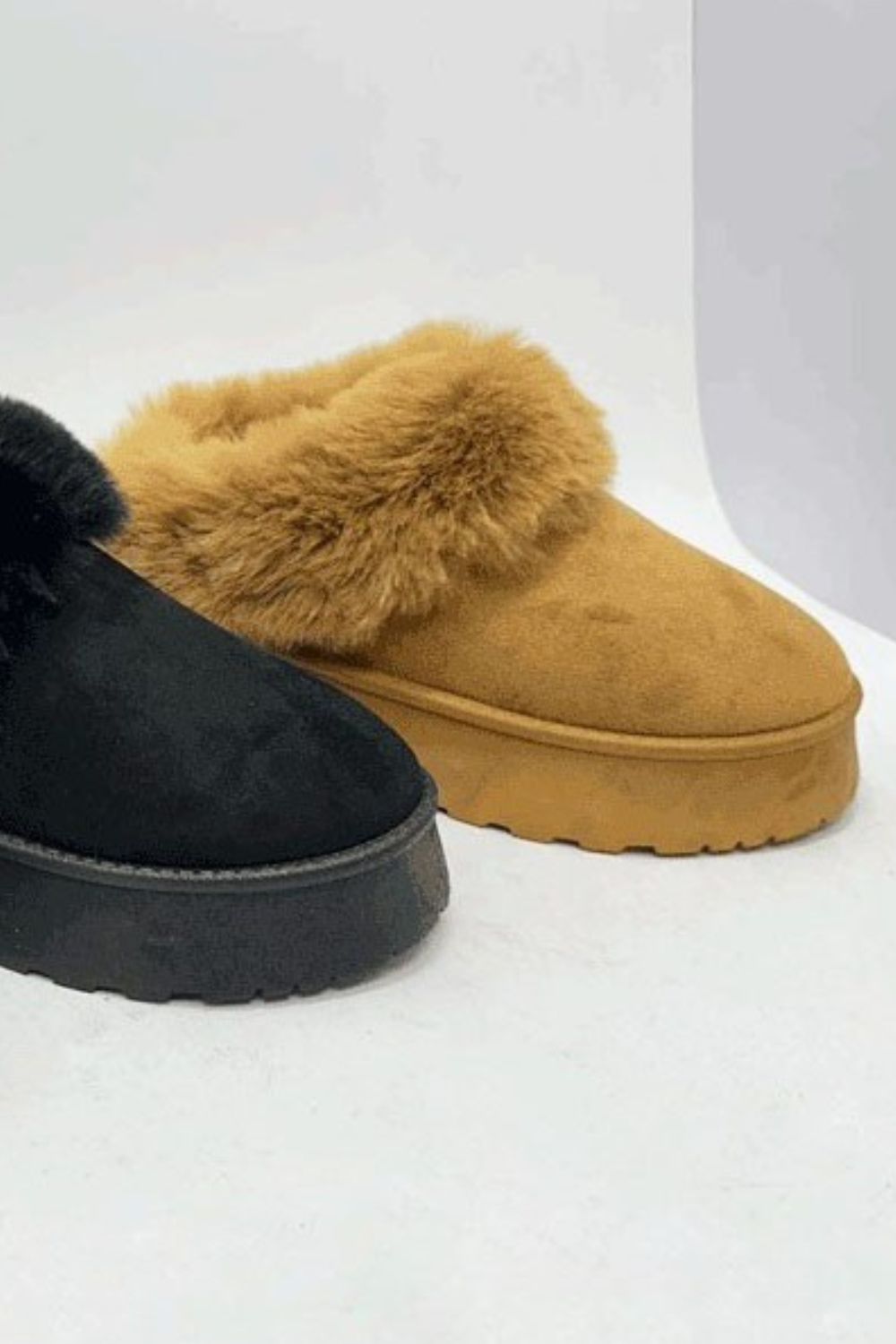 WILD DIVA Faux-Fur Platform Slip On Booties - Classique Collection