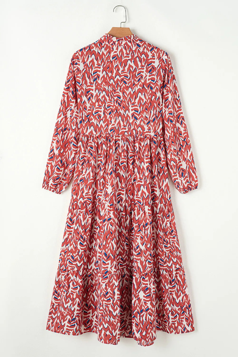 Printed Notched Long Sleeve Dress - Classique Collection
