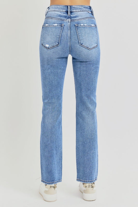 RISEN Full Size Distressed High-Rise Ankle Straight Jeans - Classique Collection