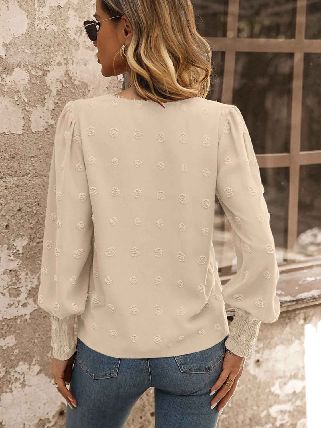 Swiss Dot Lace Detail Blouse - Classique Collection
