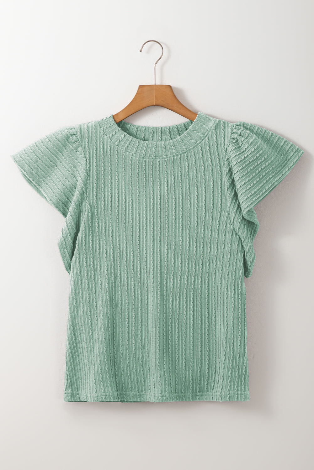 Textured Round Neck Flounce Sleeve Blouse - Classique Collection
