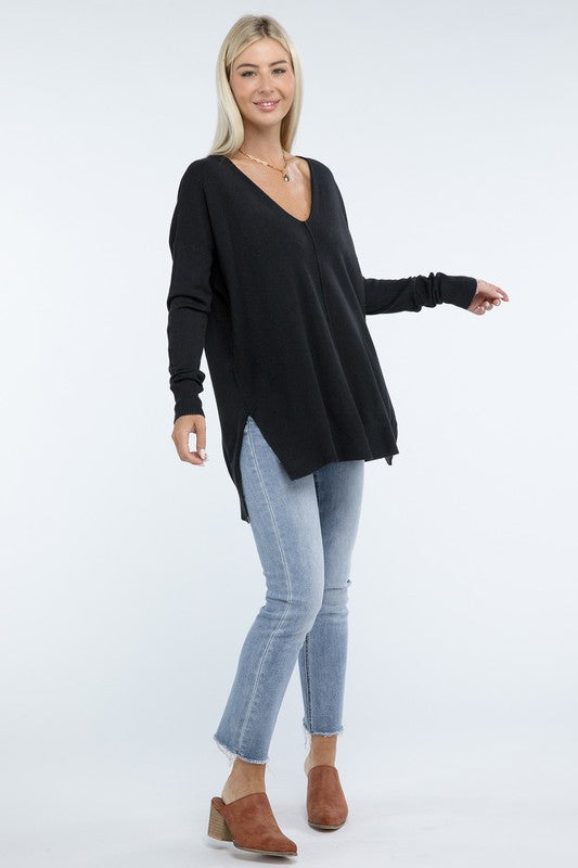Hi-Low Hem Front Seam Sweater - Classique Collection