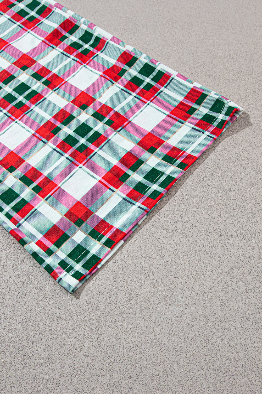 MERRY CHRISTMAS Round Neck Top and Plaid Pants Set - ClassiQ