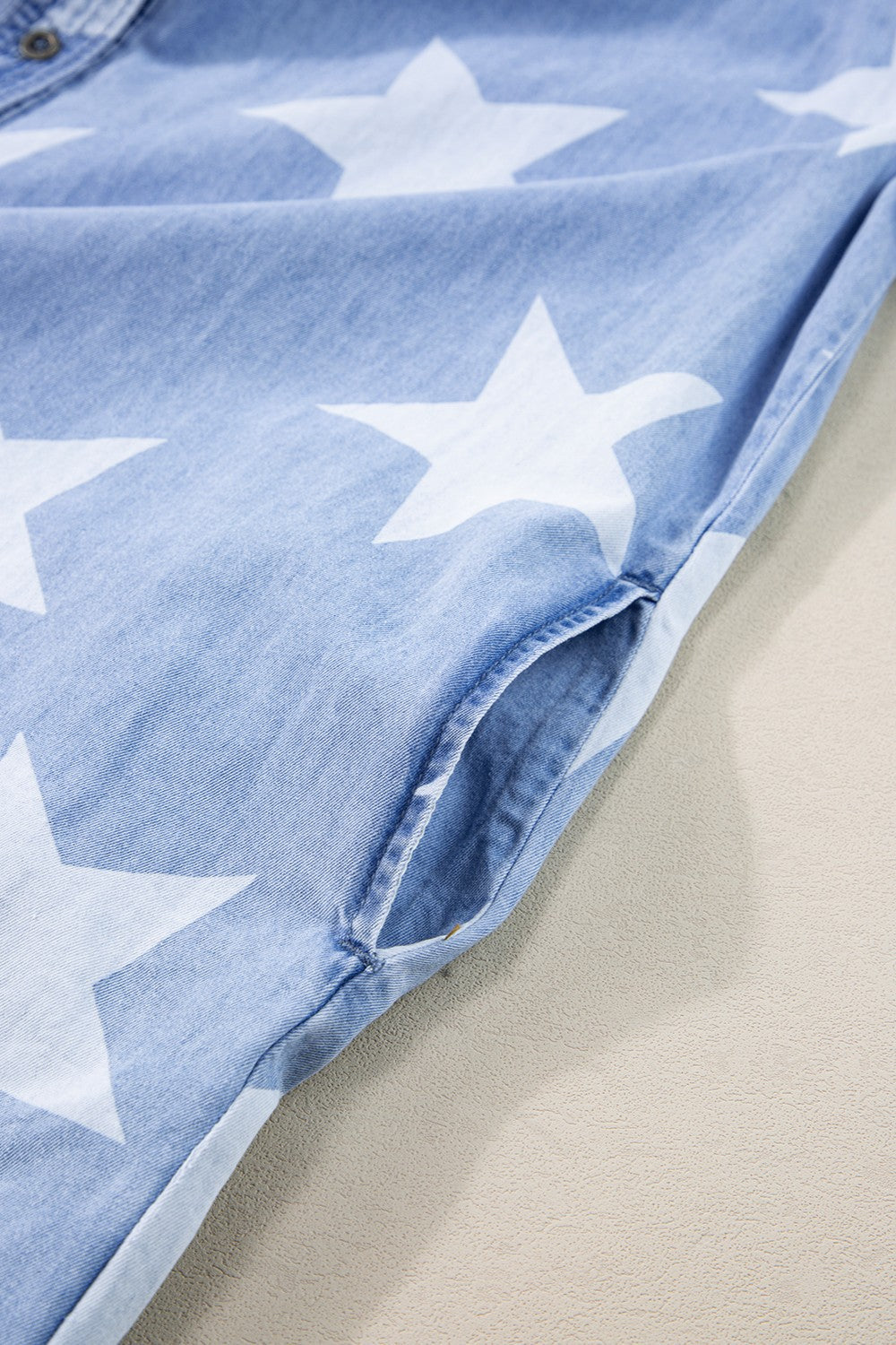 Raw Hem Star Short Sleeve Denim Dress - Classique Collection