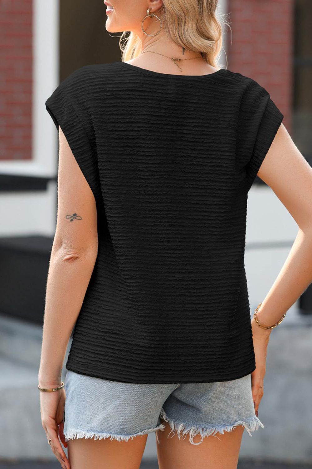 Asymmetrical Neck Short Sleeve Top - Classique Collection