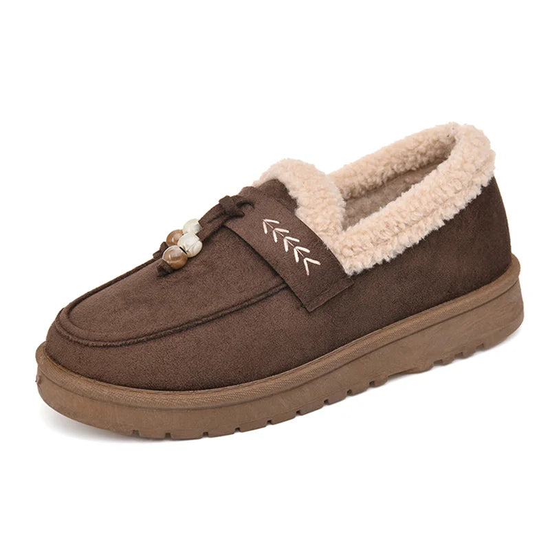 Women's Winter Fleece-Lined Warm Loafers, Comfortable Shoes for Middle-Aged and Elderly Women, Non-Slip Soft-Soled Grandma Shoes, Comfortable Casual Shoes