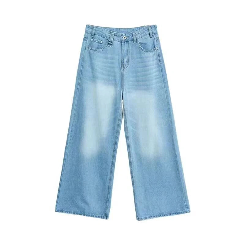 Summer Men Baggy Jeans Unisex Vintage American Style Straight Wide Leg Denim Pants Fashion Brand Hot Sale Casual Trousers - ClassiQ