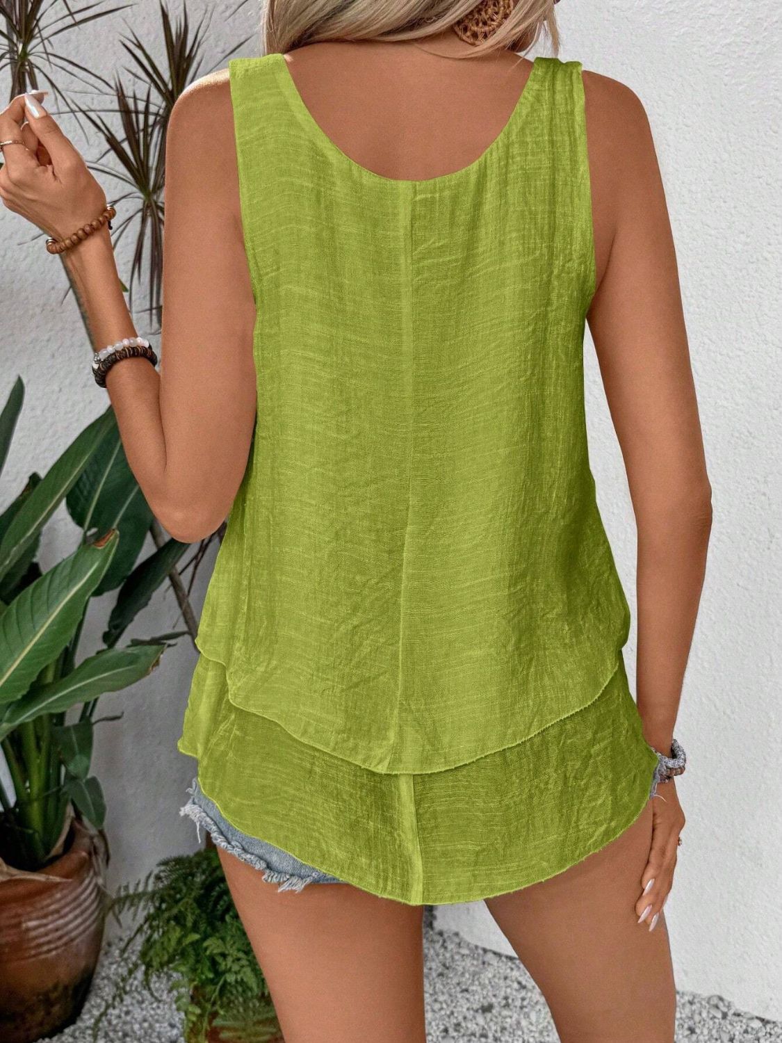 Layered Scoop Neck Wide Strap Tank - Classique Collection