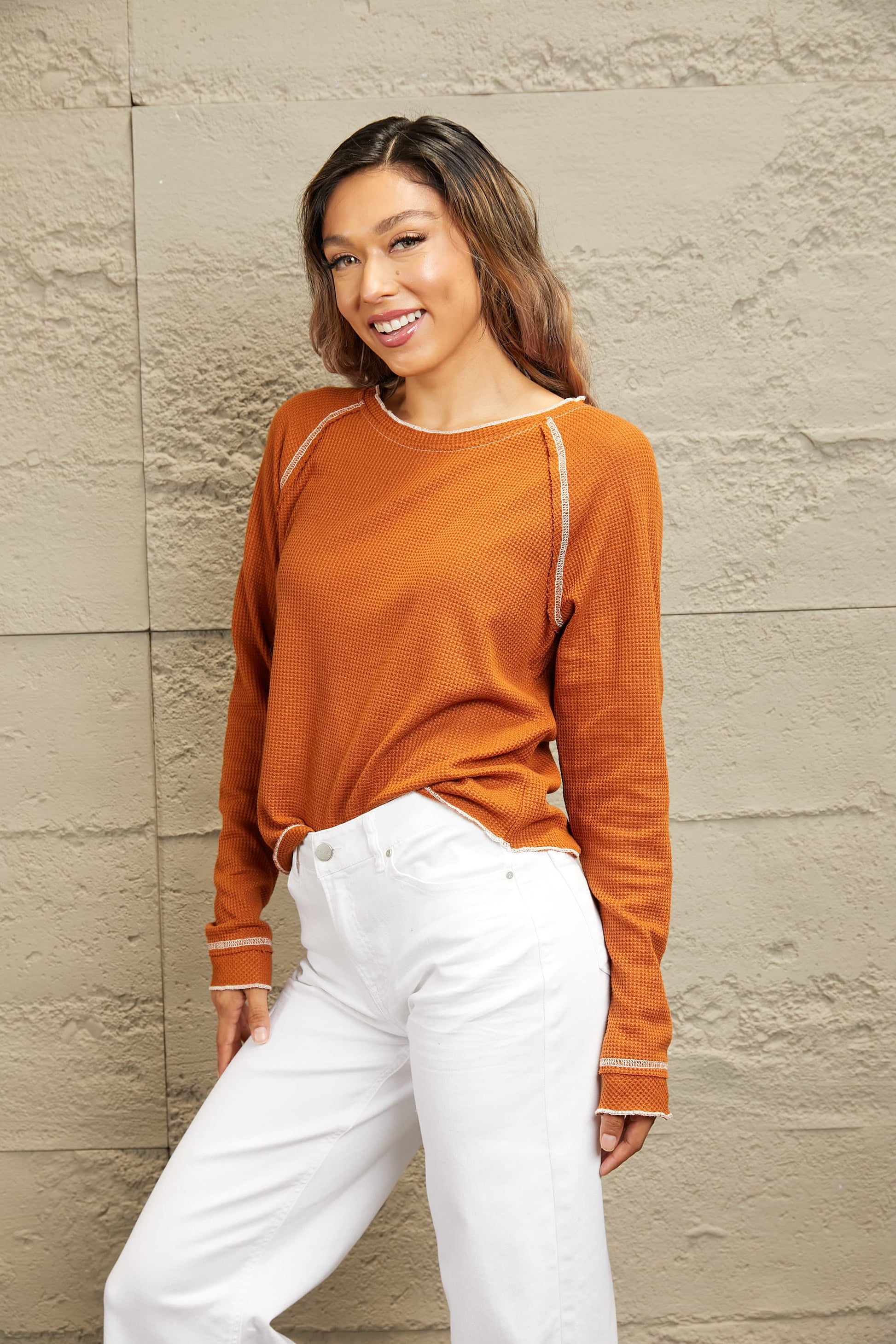 Long Raglan Sleeve Round Neck Top - Classique Collection
