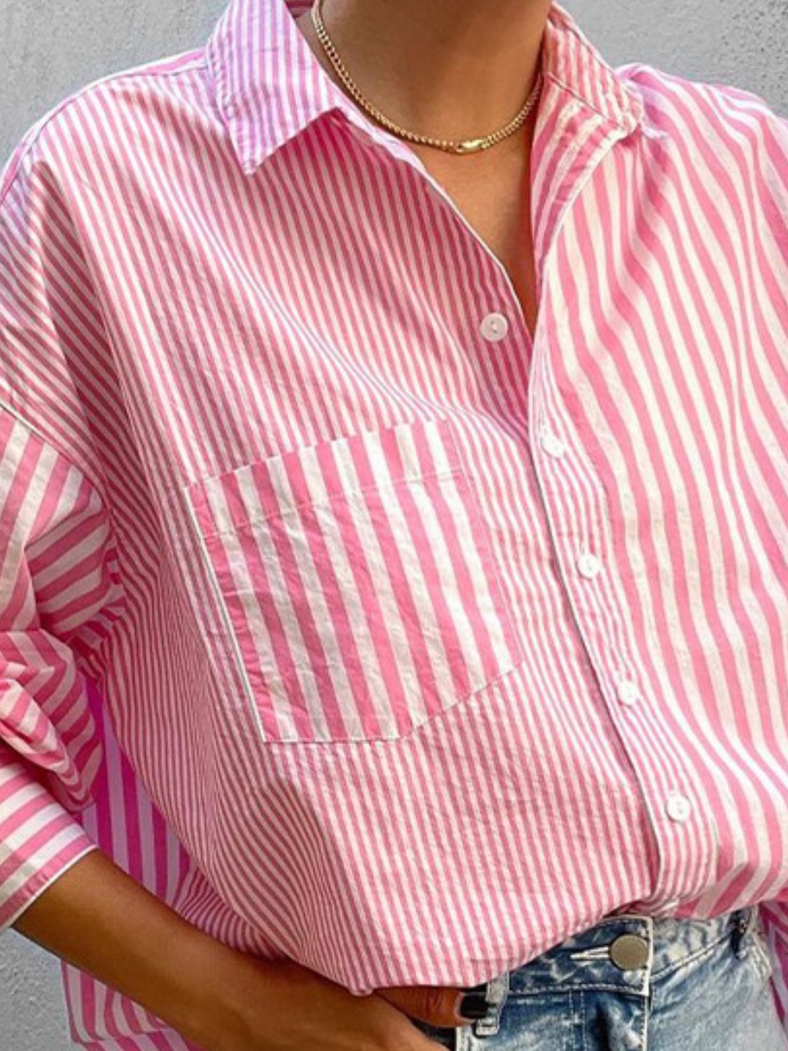 Striped Button Down Long Sleeve Shirt - Classique Collection