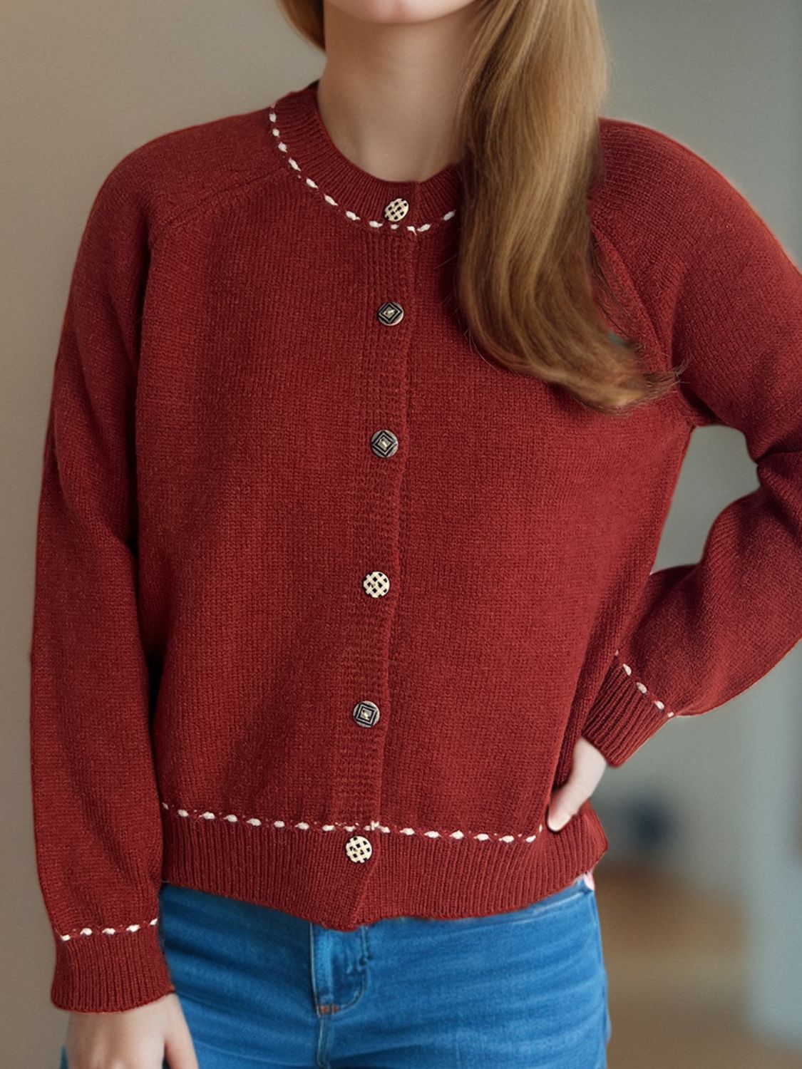 Button Down Long Sleeve Cardigan - ClassiQ