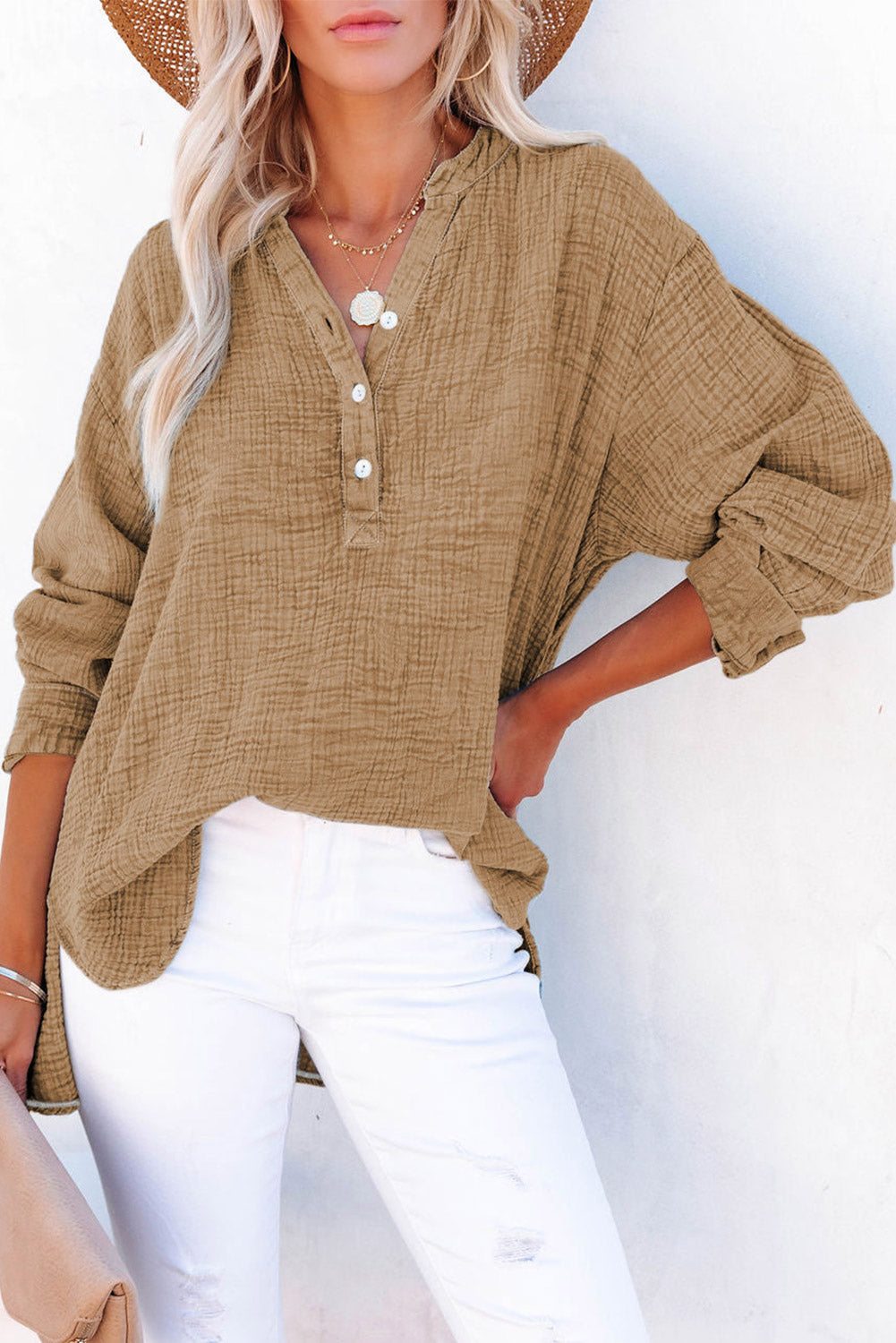 Buttoned Long Sleeve Blouse - Classique Collection