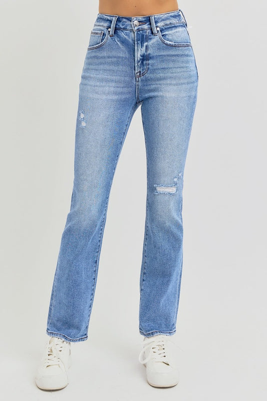 RISEN Full Size Distressed High-Rise Ankle Straight Jeans - Classique Collection