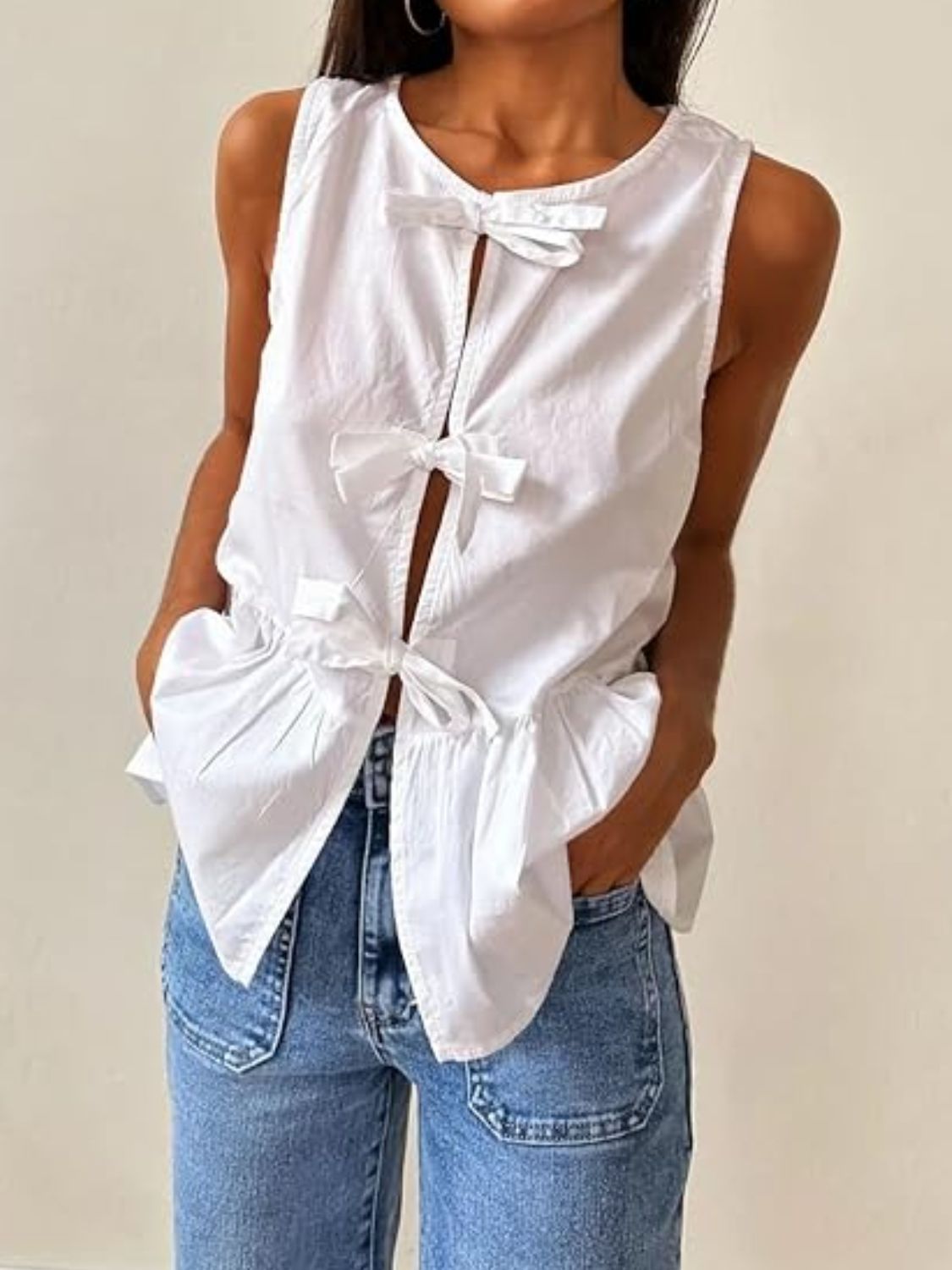Tied Striped Round Neck Tank - Classique Collection