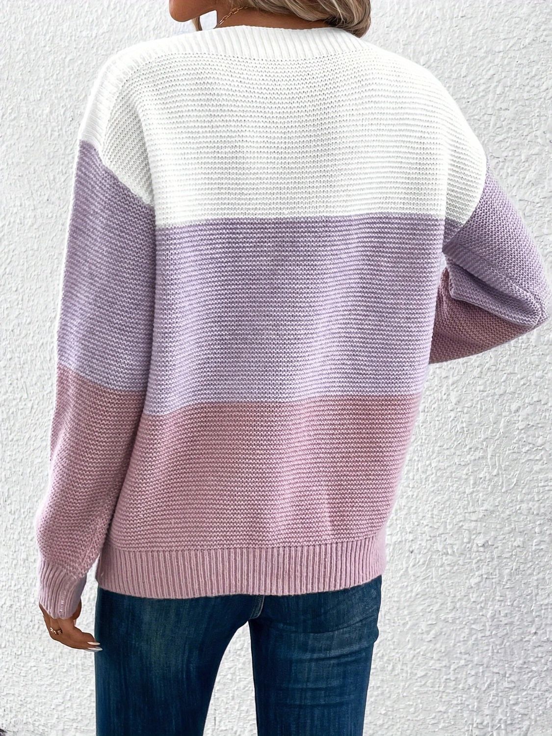 Color Block Boat Neck Sweater - ClassiQ