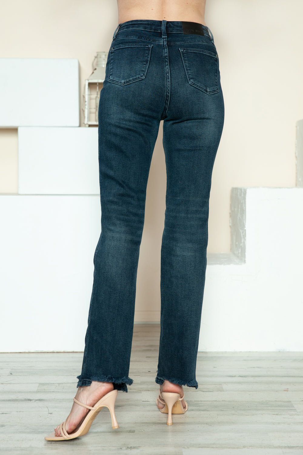 Judy Blue Full Size Button Fly Hem Destroy Straight Jeans - Classique Collection
