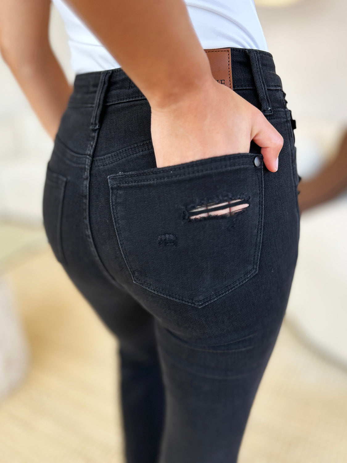 Judy Blue Full Size High Waist Distressed Flare Jeans - Classique Collection