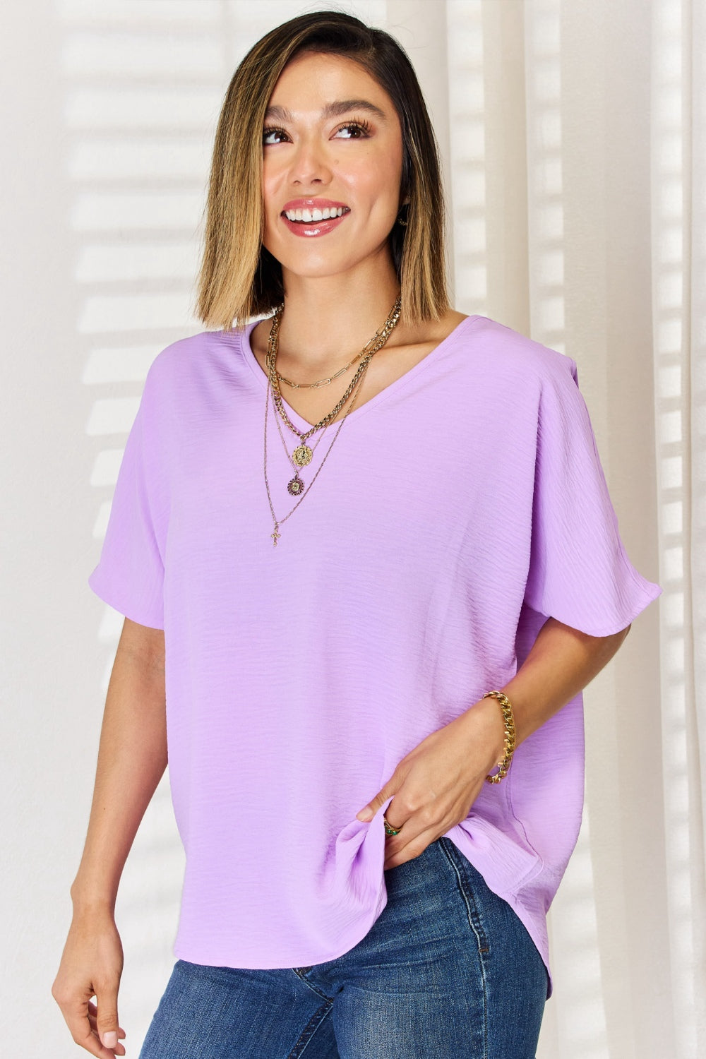 Zenana Texture Short Sleeve T-Shirt - Classique Collection